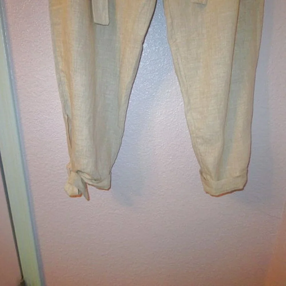 Reformation The Avalon Linen Trousers Size 14 Pleated Pockets High Rise Pants